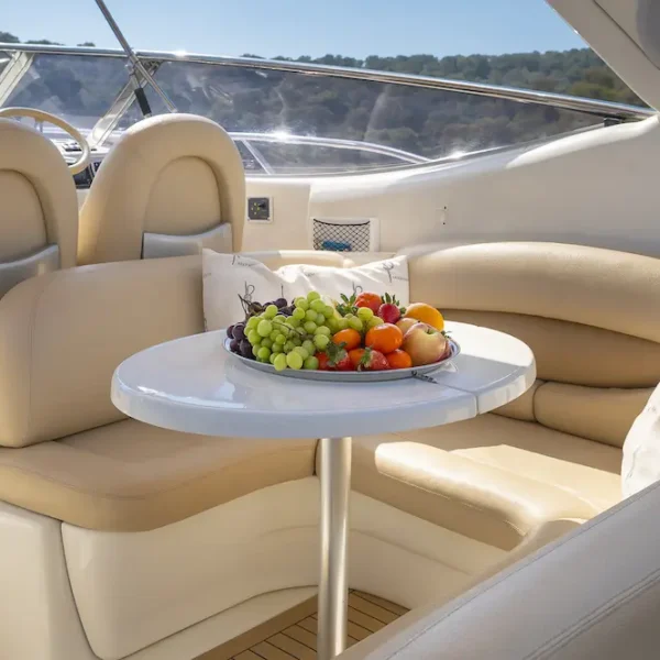 Cranchi 41 Endurance Extasea yacht in Port Adriano, Mallorca – outdoor dining