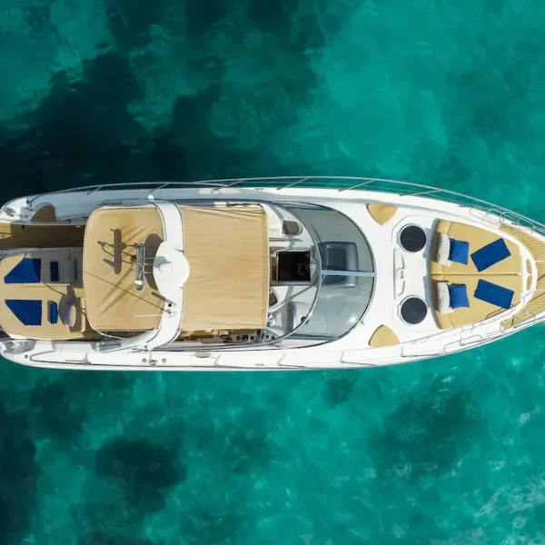 Cranchi 41 Endurance Extasea yacht in Port Adriano, Mallorca – top view